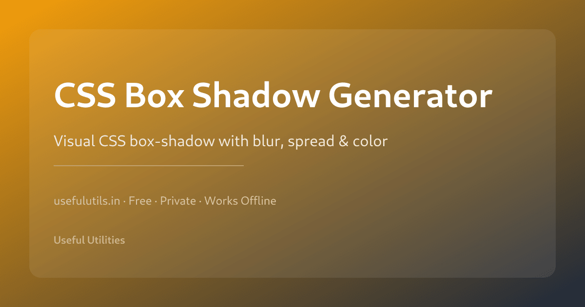CSS Box Shadow Generator — visual shadow builder with blur spread and color controls